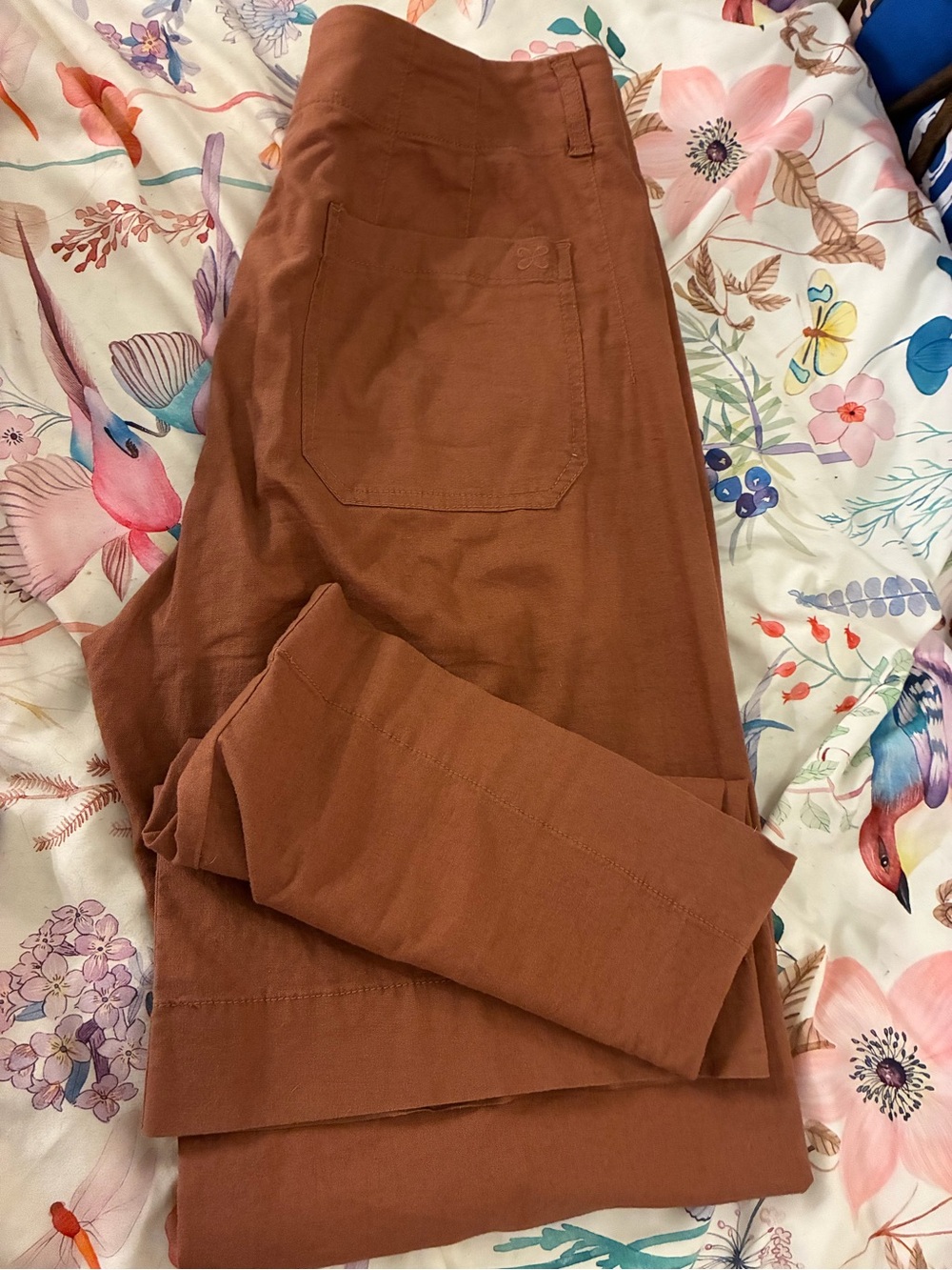Maeve Colette Wide Leg High Rise Pants in Rust - Picture 5 of 10